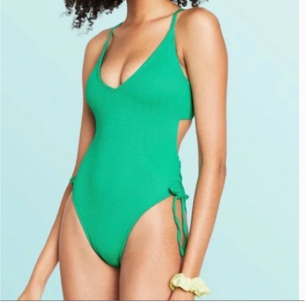 Stoney Clover Lane X Target Deep V-Neck Textured One Piece Swimsuit Small